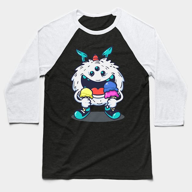 MONSTER MIKA ICE CREAM Baseball T-Shirt by Candy Store